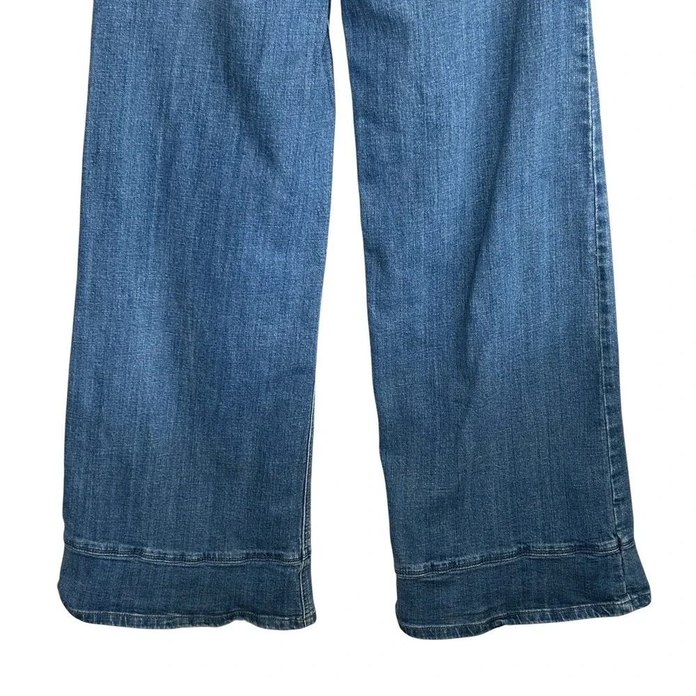 Free People Buckle Back Sailor Wide Leg Jeans 24 Boho Indie Retro Nautical Prepp